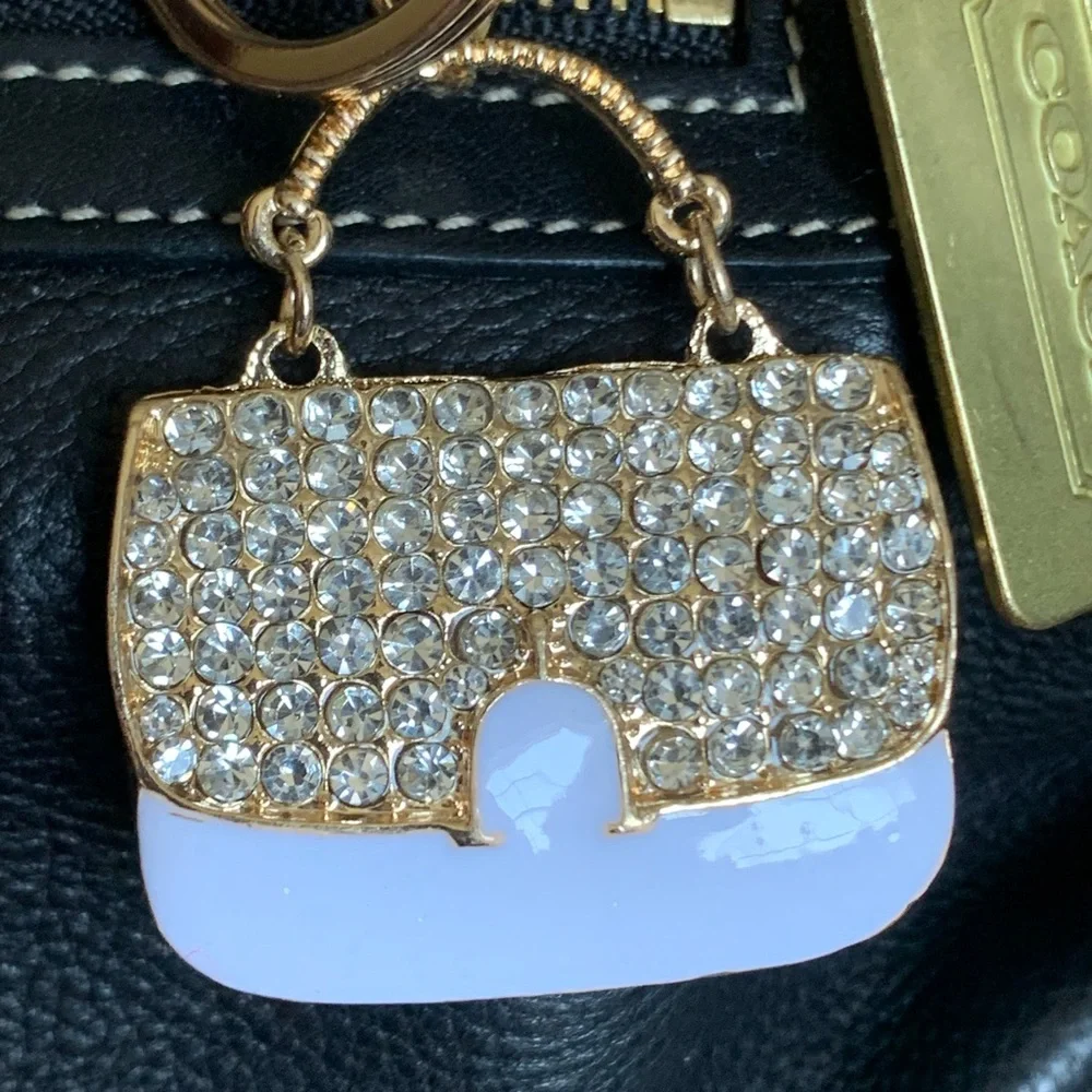 CLUTCH BAG Keychain/ Bag Charm Crystals and White Enamel